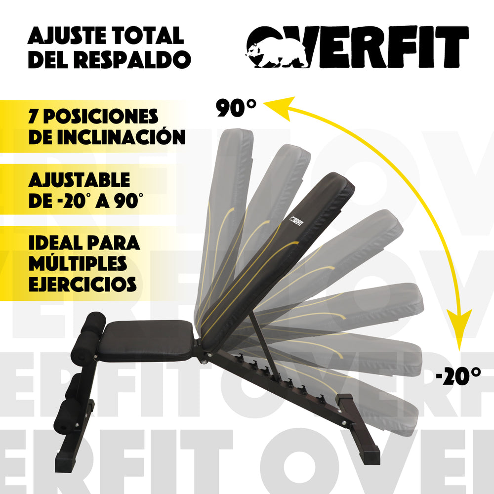 Banco Reclinable Gym Multifuncional Overfit Press Ajustable