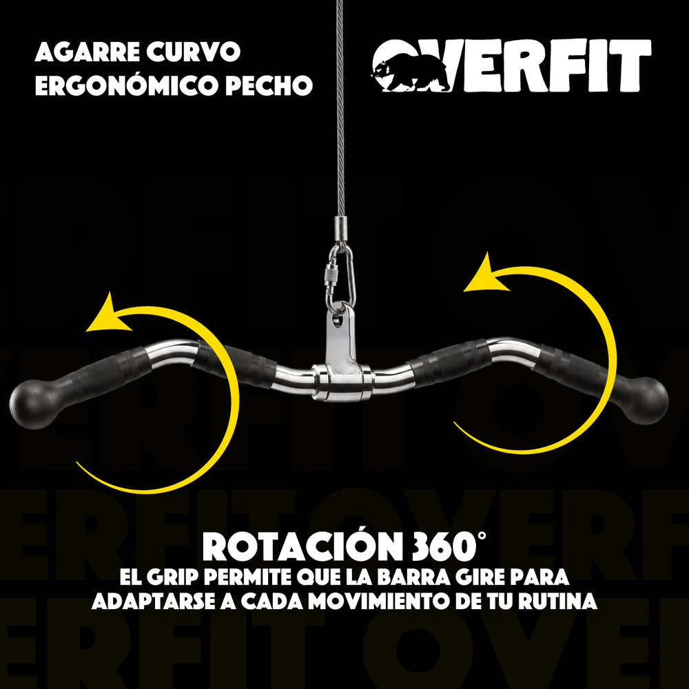 Barra Traccion Triceps Ergonomico Pro Overfit Gym Polea