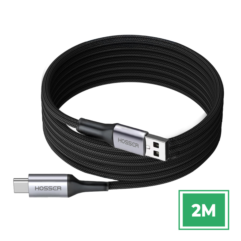 Cable Usb Tipo C To Usb 2 M Iphone Samsung Hosser Carga Rapi Negro