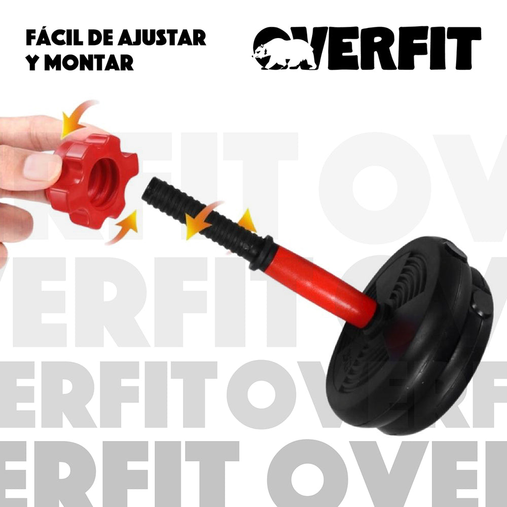Set Mancuernas Y Barra Unibles 15kg Fitness Pesas Ajustables