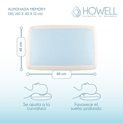 Almohada Gel Ortopédica Viscoelástica Howell Memory 60x40cm