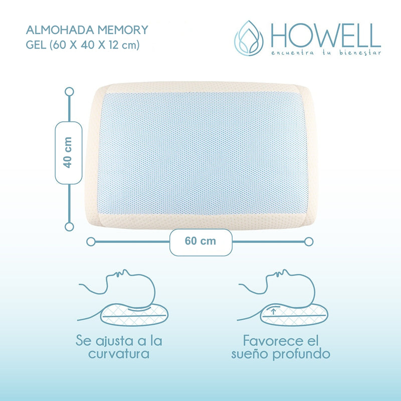 Almohada Gel Ortopédica Viscoelástica Howell Memory 60x40cm