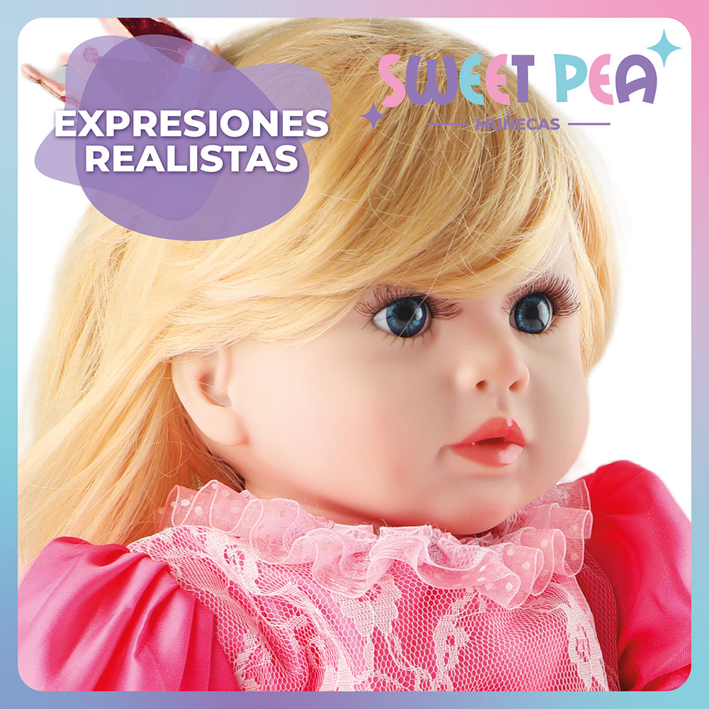 Bebe Reborn Ricitos D Oro Sweet Pea Muñec Real Silicona 60cm