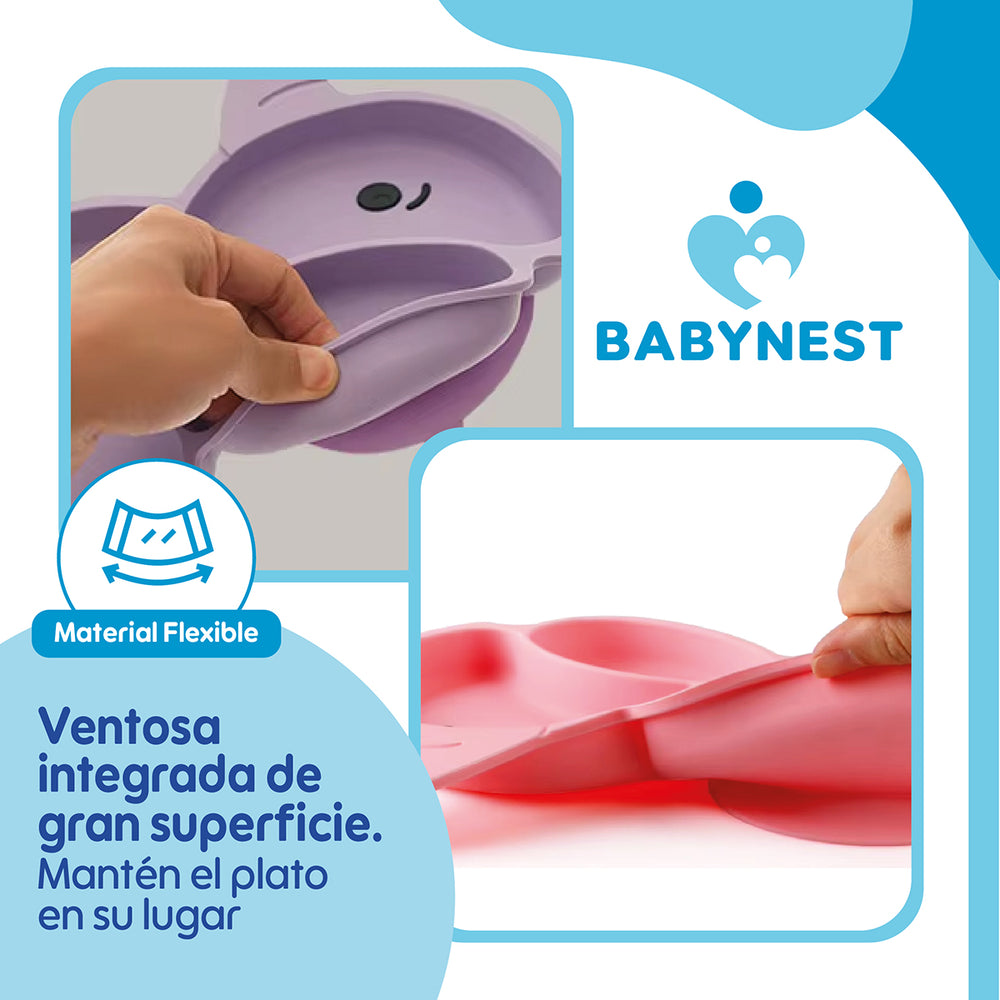 Set Alimentacion Silicona Bebe 10P Antideslizante BabyNest