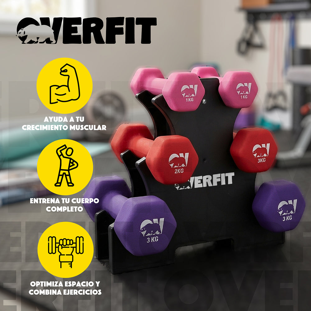 Rack Organizador de Mancuernas Neopreno Overfit Hasta 12Kg