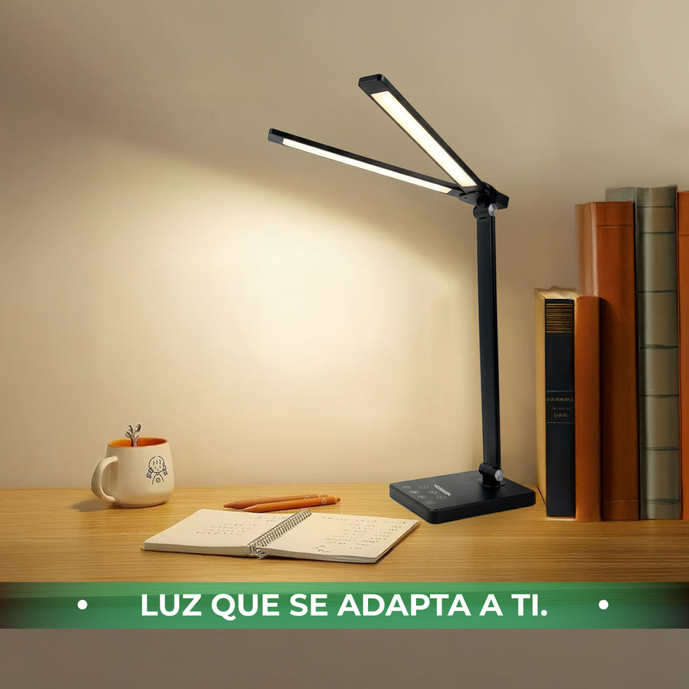Lampara Mesa LED Doble Hosser Touch 10W 400lm Negro