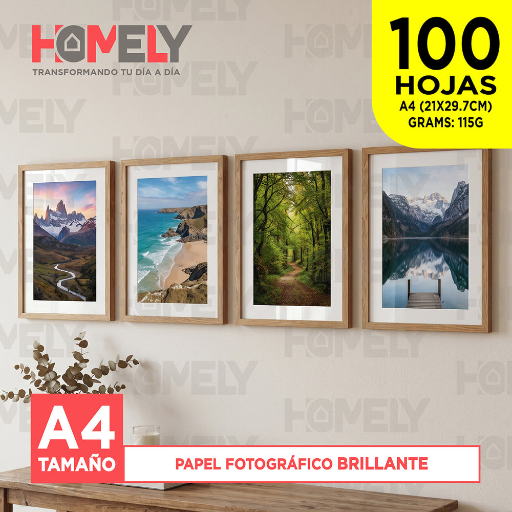 Papel fográfico brillante 100 hojas A4 115 g