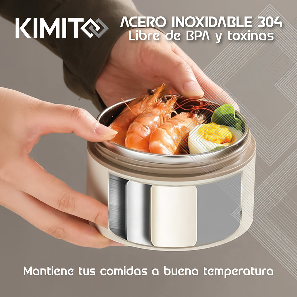 Termo Comida y Liquido Kimito Acero 1200 Ml Multiproposito