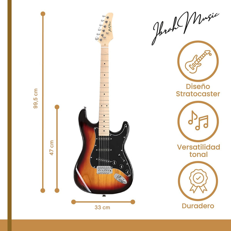 Guitarra Eléctrica Strato Ibrah + Amplif + Accesorios Cafe