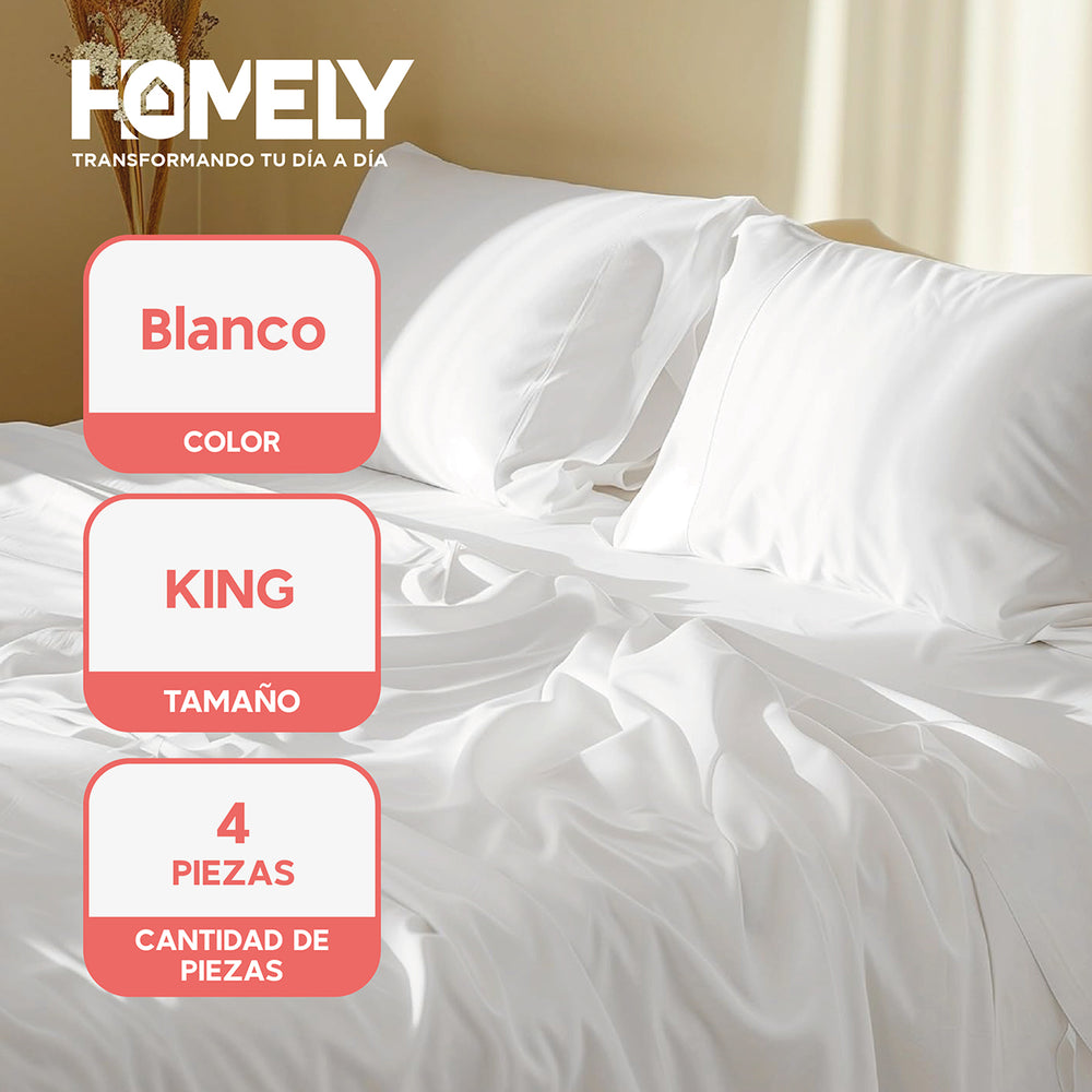 Juego de sabanas King Homely 100 GSM Suave 4 Piezas