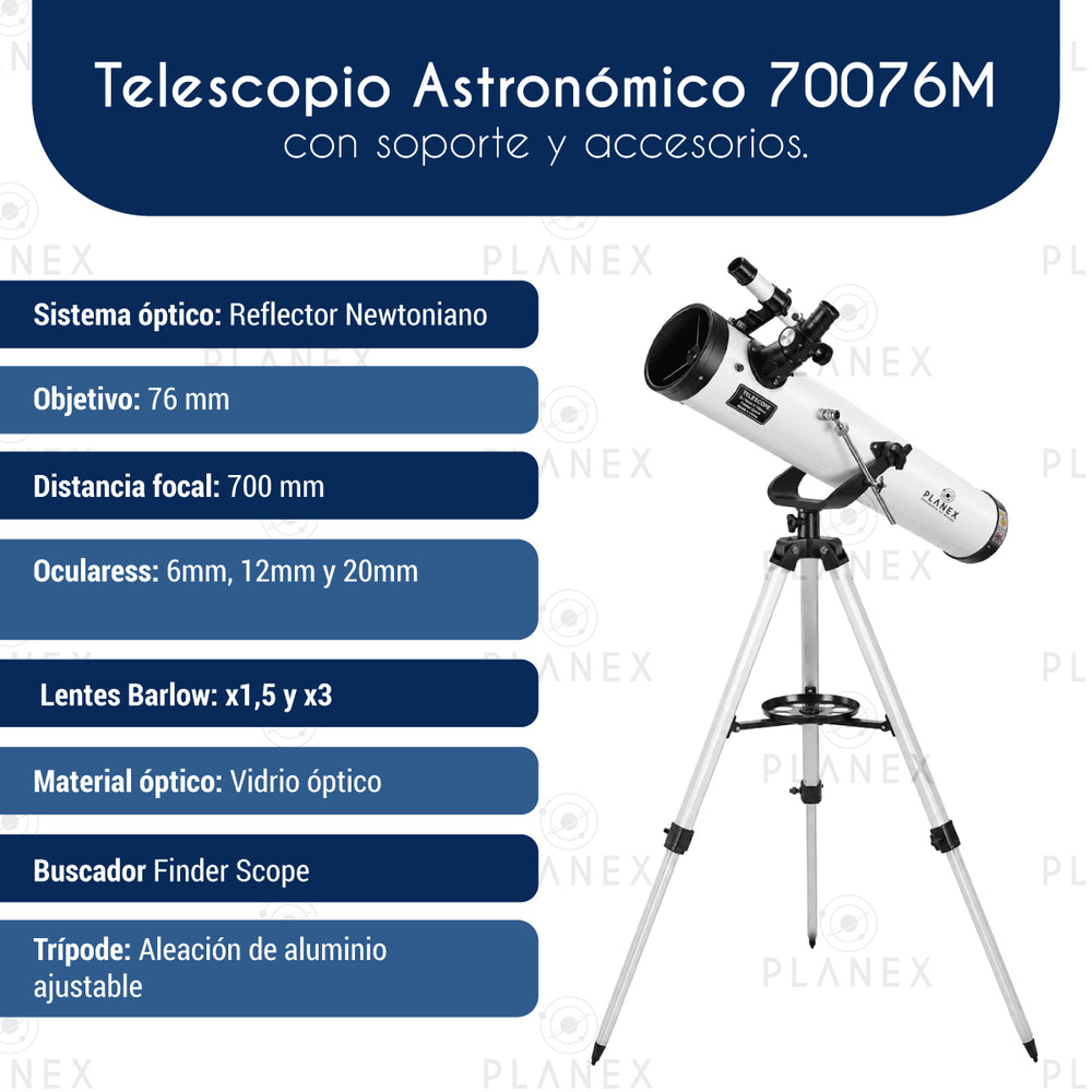 Telescopio Astronómico Newtoniano F70076 Planex + Soporte