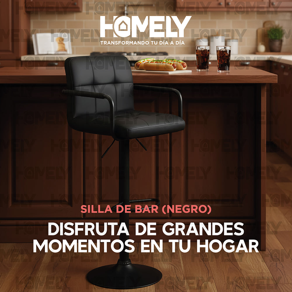 Silla De Bar Piso Taburete Homely Noir Comfort 61-81CM - Negro