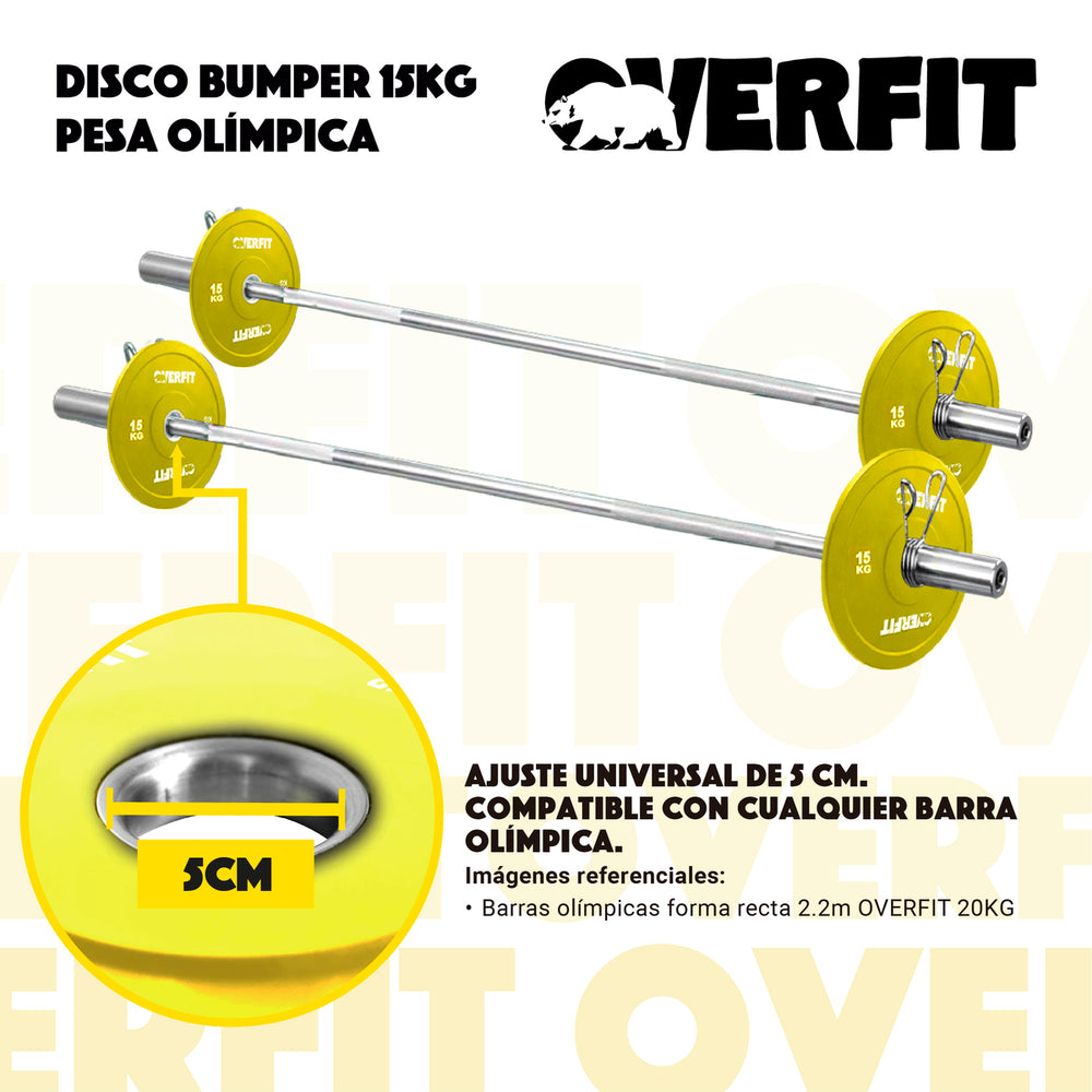 Disco Pesa Olimpica Goma Overfit 15kg Antideslizante