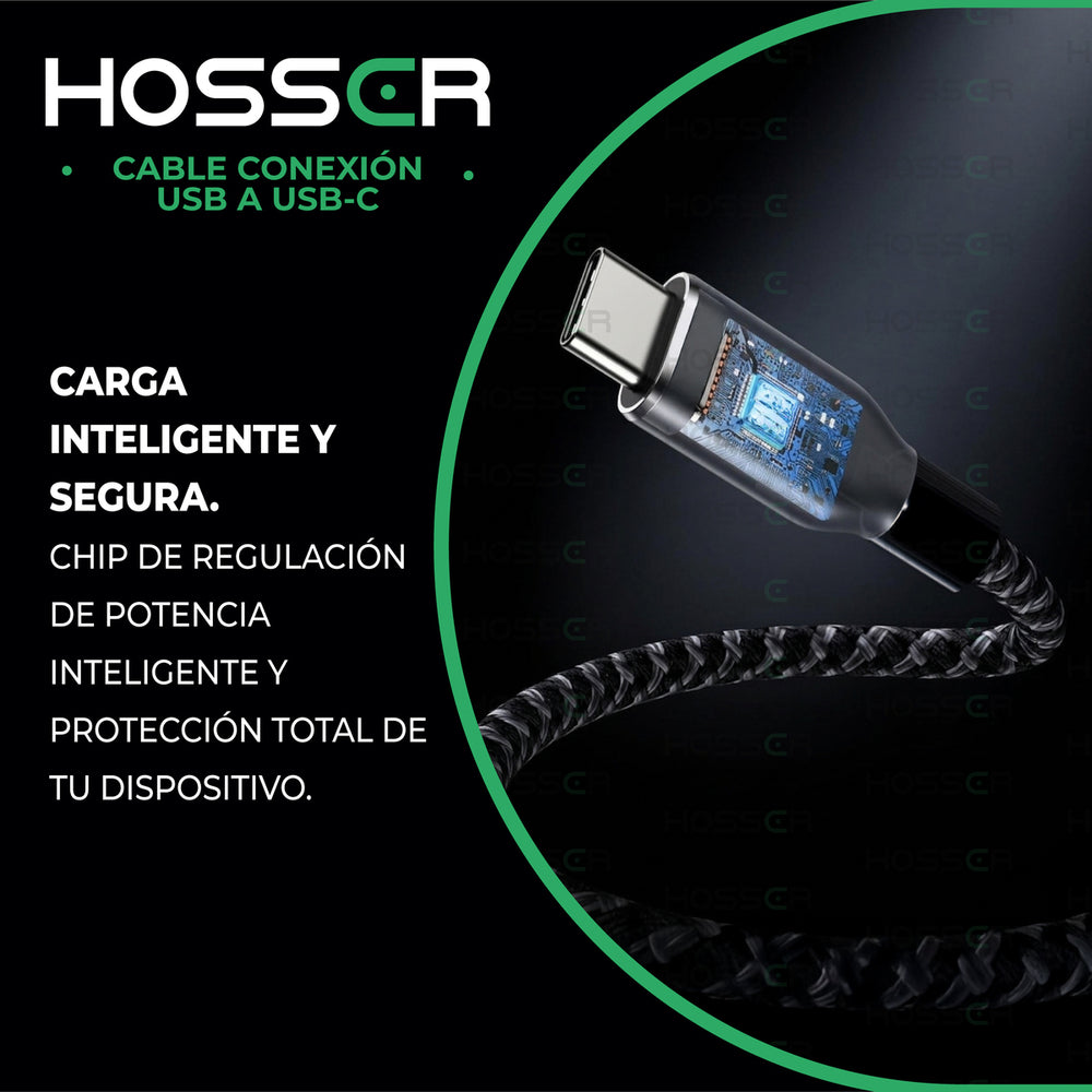 Cable Usb Tipo C To Usb 5 M Iphone Samsung Hosser Carga Rapi Negro