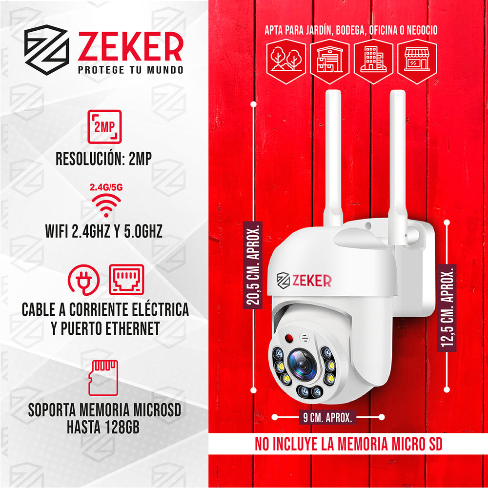 Pack x2 Cámara de Seguridad Wifi Impermeable Zeker 2MP 5G