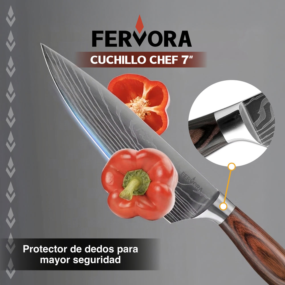 Cuchillo Chef 18 cm Fervora Profesional Acero 3CR13 Japones