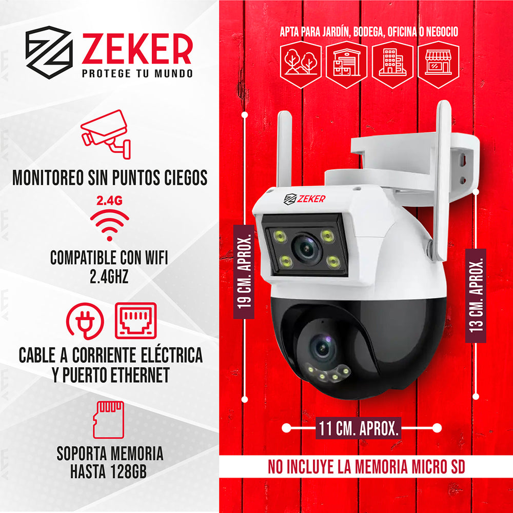 Camara de Seguridad Domo Zeker 4MP 5G Wifi Impermeable X2
