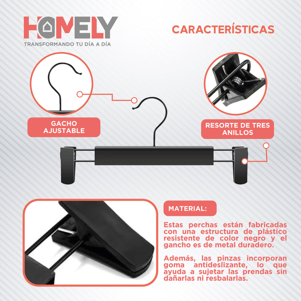 Colgadores De Pinza Para Pantalon Homely Ganchos Ropa 30 U