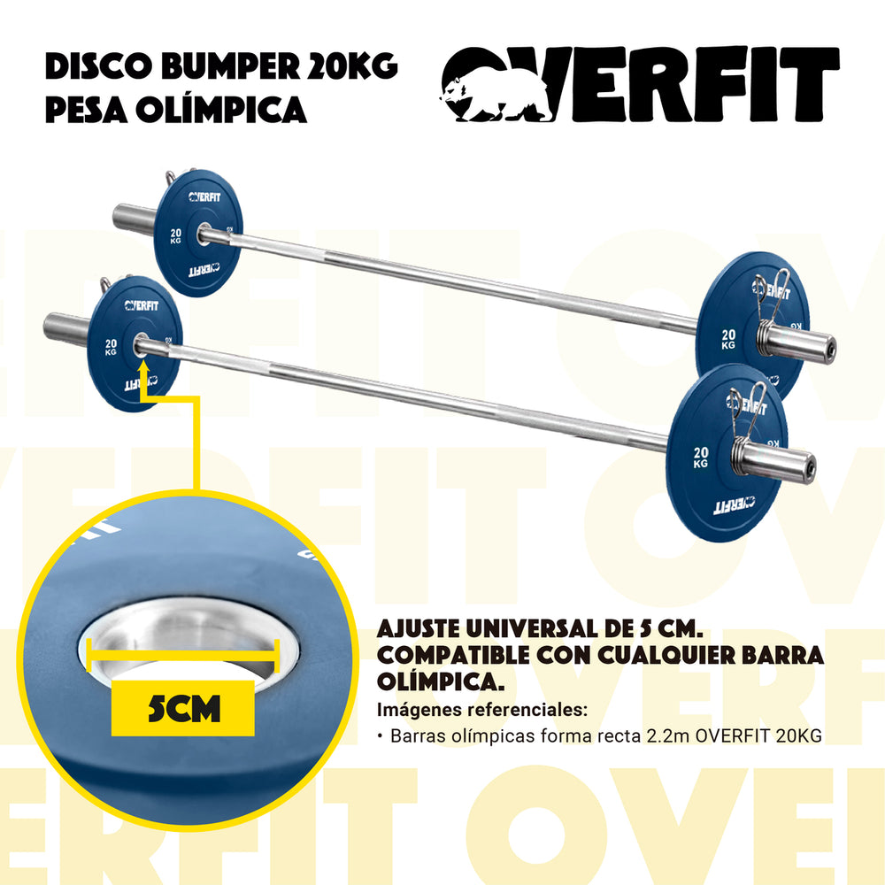 Disco Pesa Olimpica Goma Overfit 20kg Antideslizante