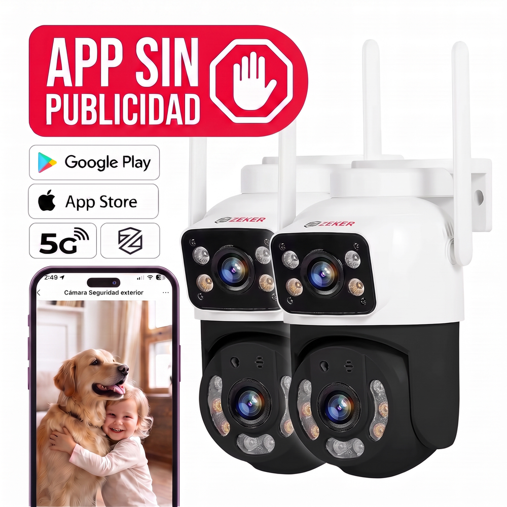 Pack x2 Cámara De Seguridad 2.4G Zeker Doble 4MP Impermeable