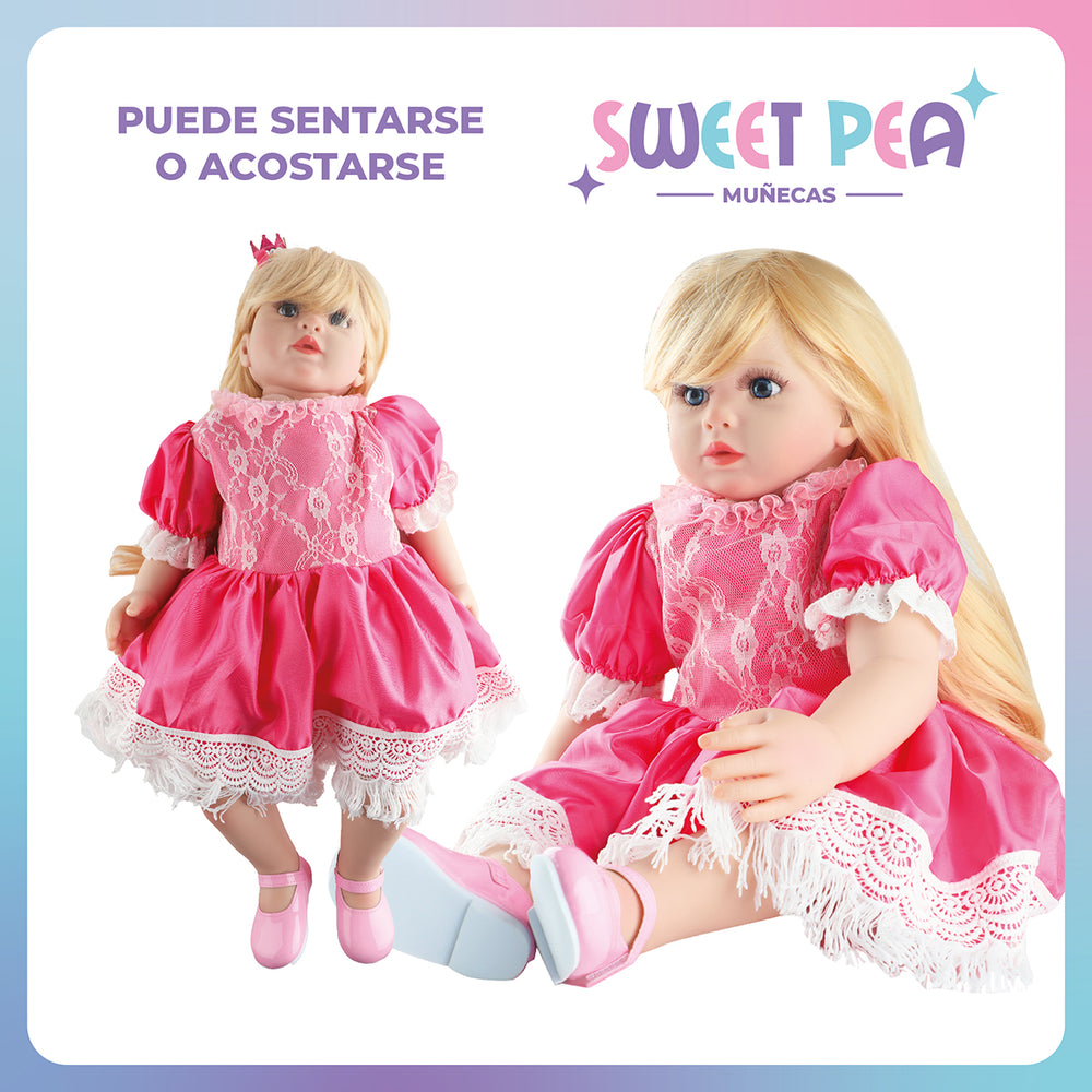Bebe Reborn Ricitos D Oro Sweet Pea Muñec Real Silicona 60cm