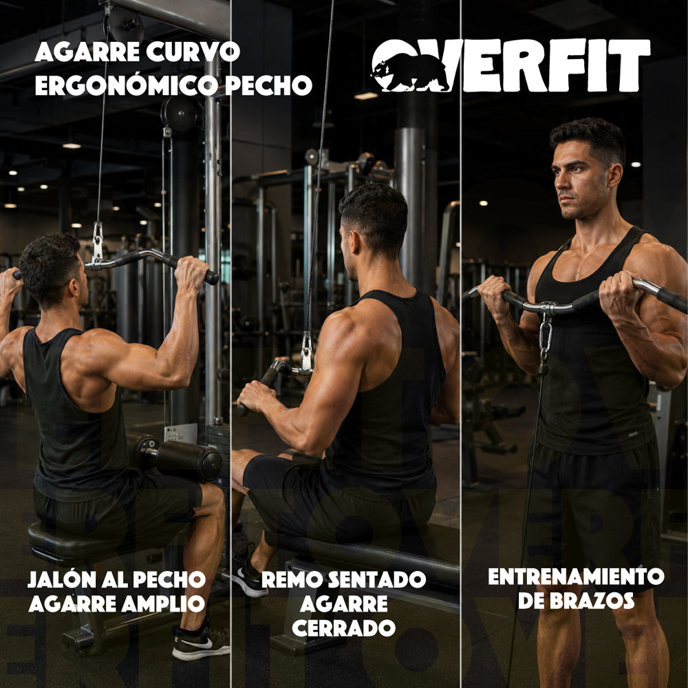 Barra Traccion Triceps Ergonomico Pro Overfit Gym Polea