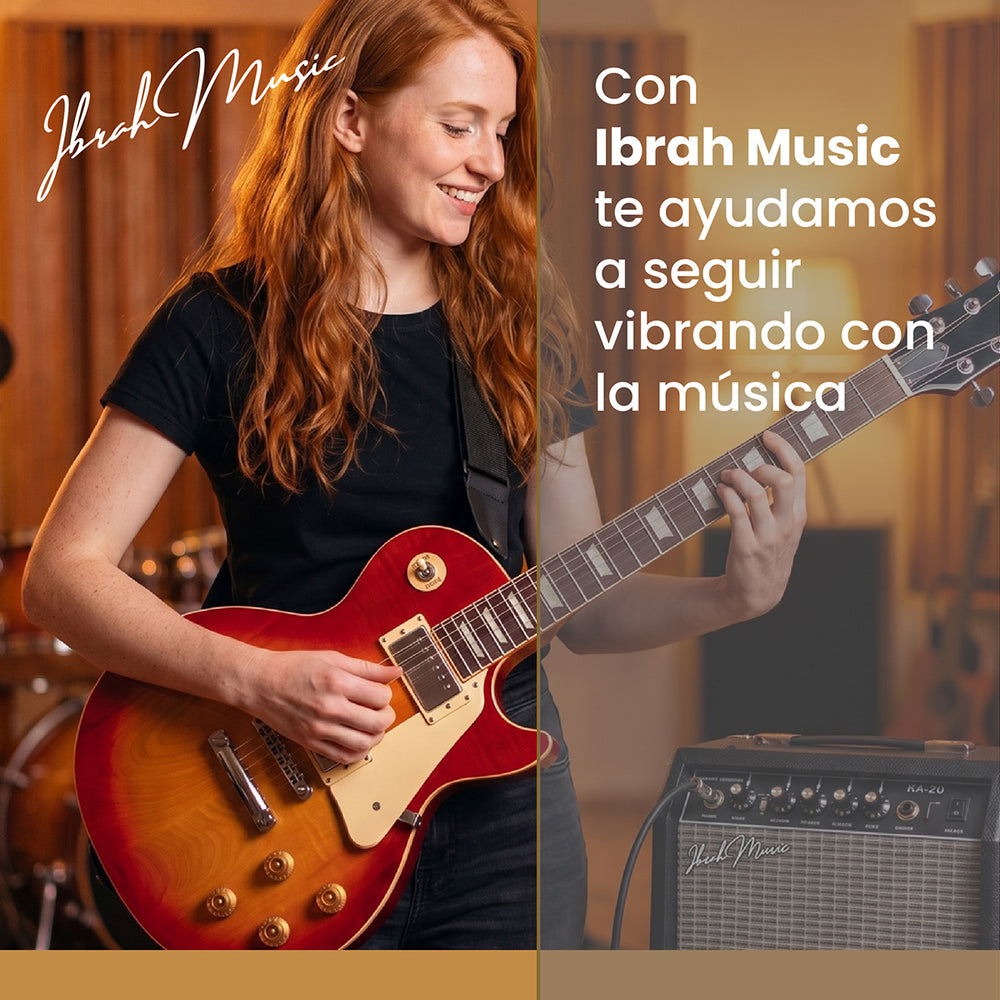 Guitarra Eléctrica Ibrah Les Paul Sunburst + Amplificador KA20W + Accesorios