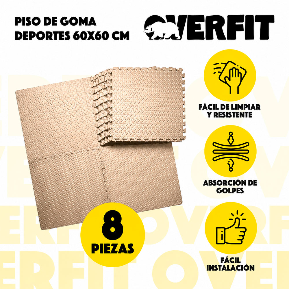 Piso Goma Eva Gimansio Overfit 60x60cm 8u Beige