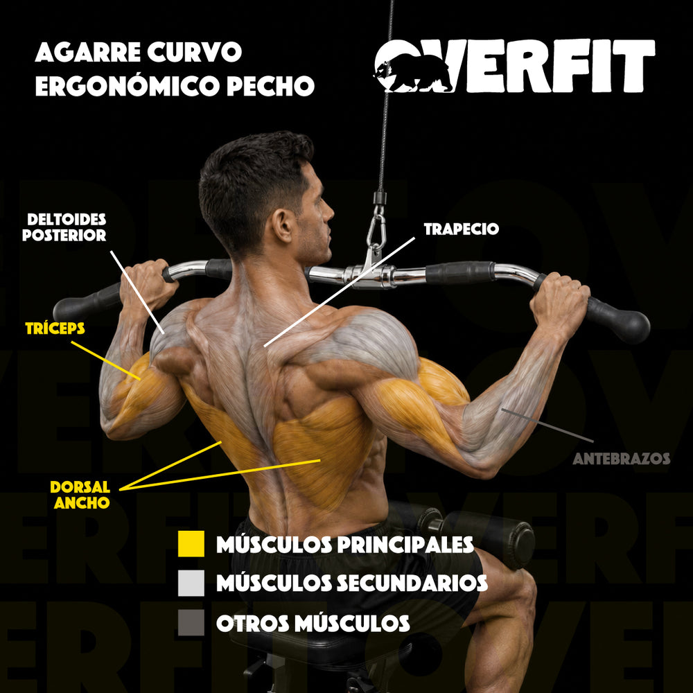 Barra Traccion Triceps Ergonomico Pro Overfit Gym Polea