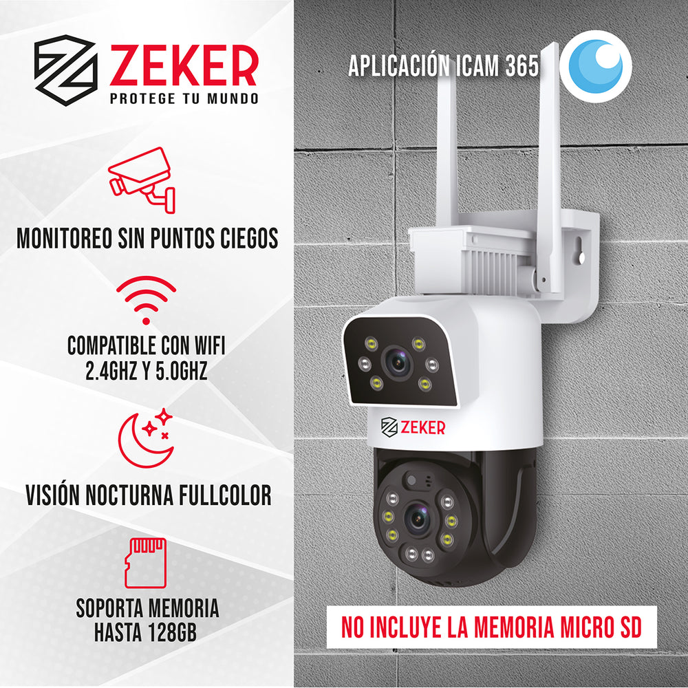 Pack X3 Camara De Seguridad 5g Zeker Doble 8mp Impermeable