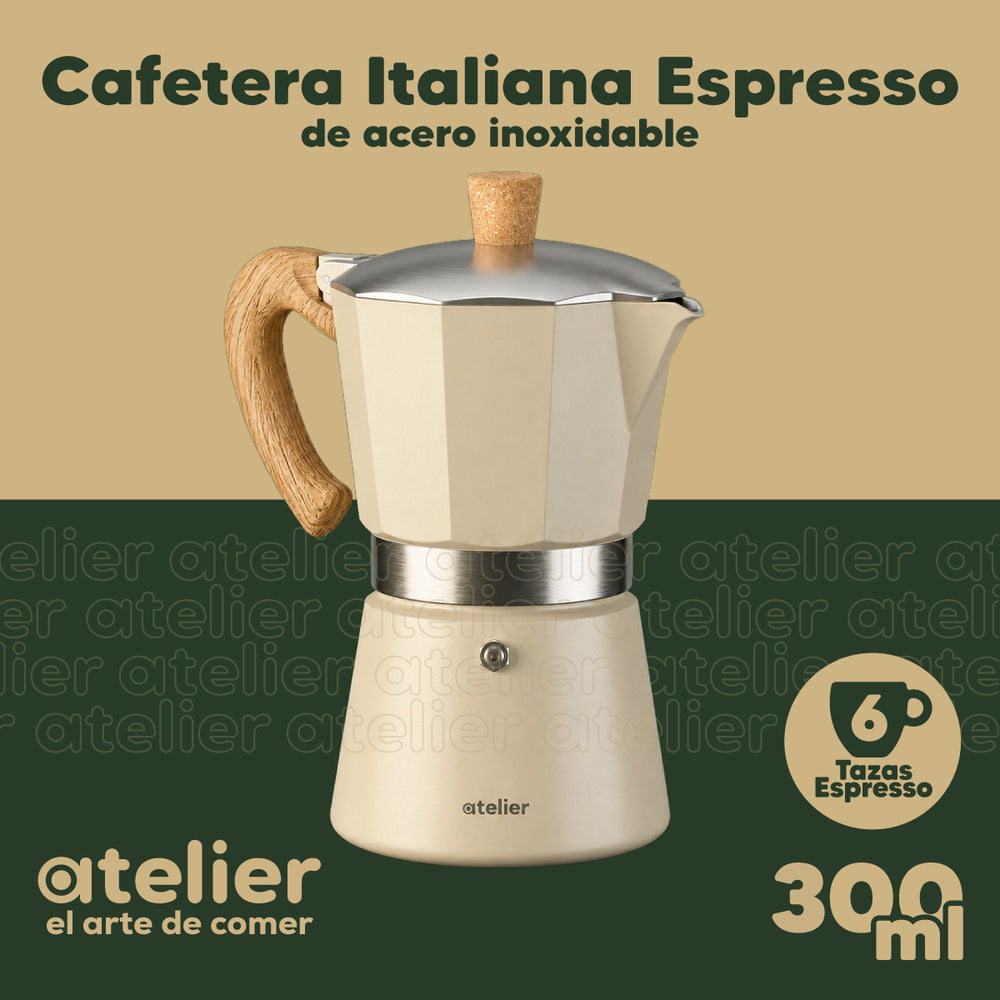 Cafetera italiana Espresso Atelier 300ml Acero Inoxidable