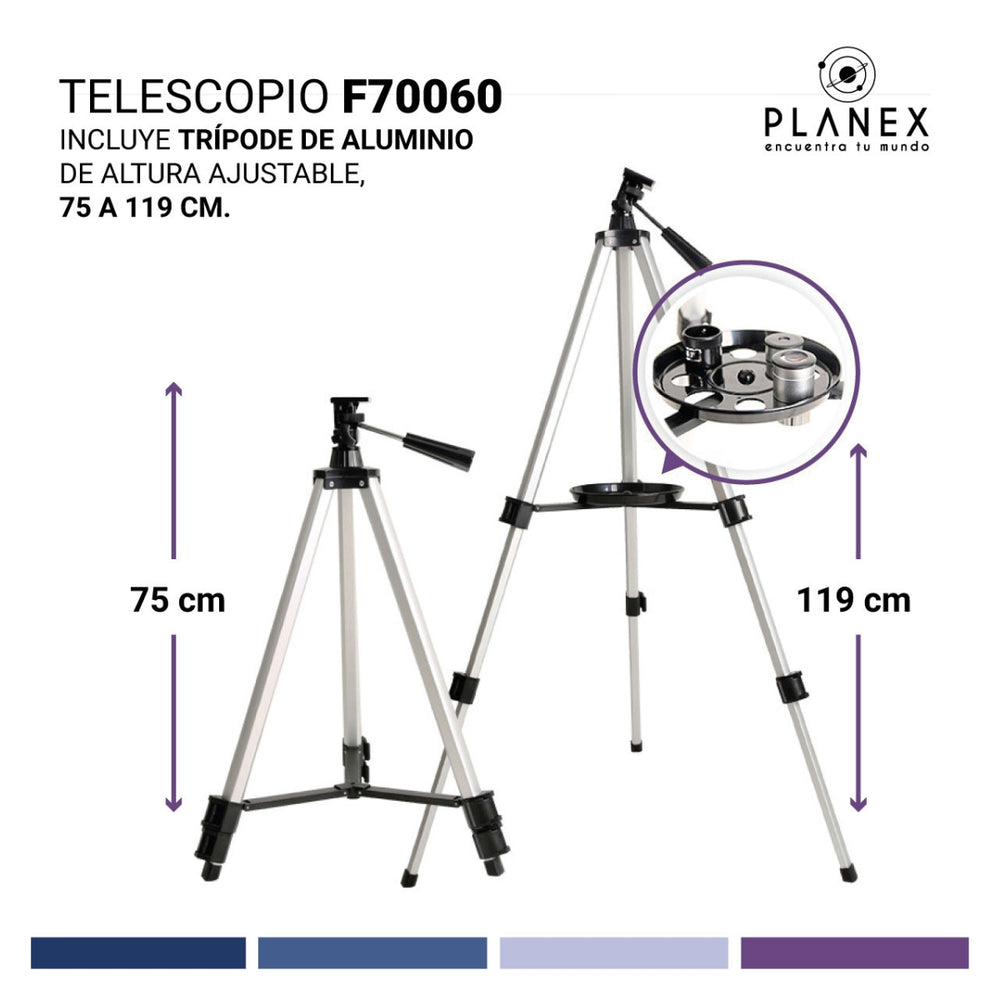 Telescopio Astronómico Monocular F70060 Planex + Soporte