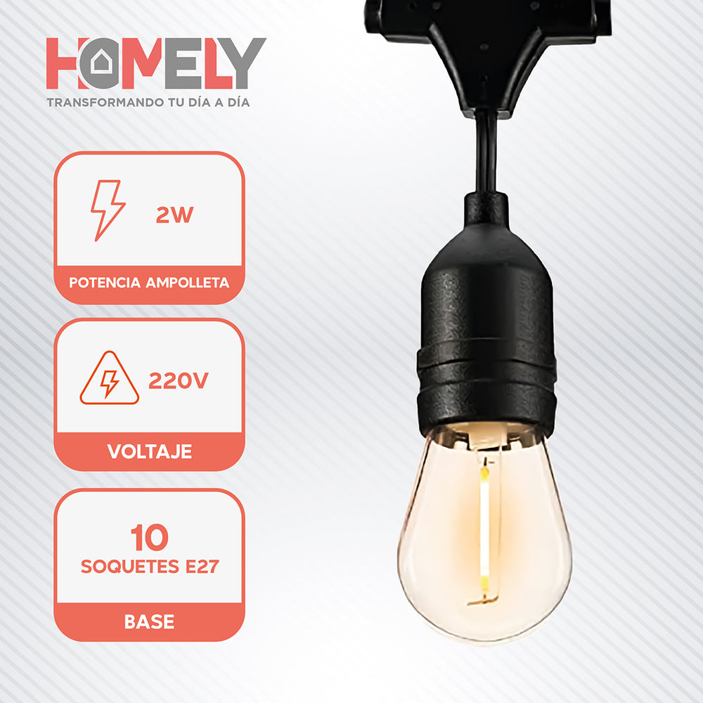 Pack X2 Guirnalda Terraza Solar Cascada Luces Led 10 Metros