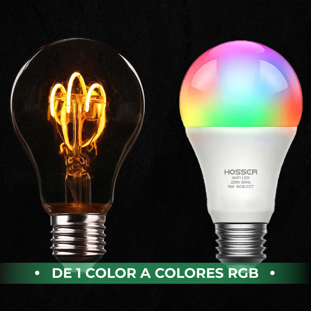 Ampolletas Led E27 Hosser Inteligente Led 9W RGB App Tuya
