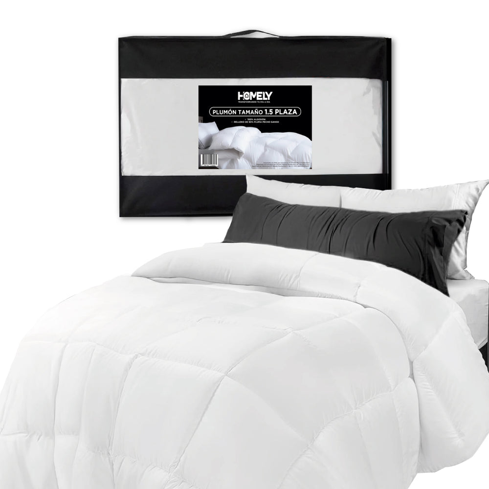 Cubrecama Cobertor 1.5 Plazas 90% Pluma Pecho Ganso Homely