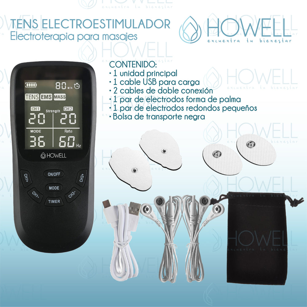 Tens Electroestimulador Muscular 36 Modos Howell EMS Dual