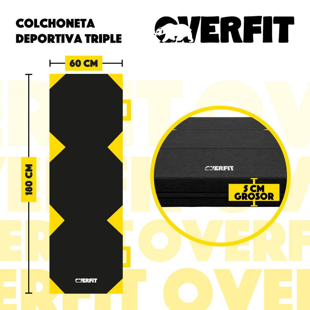 Colchoneta Deportiva Triple Overfit Ejercicios Plegable