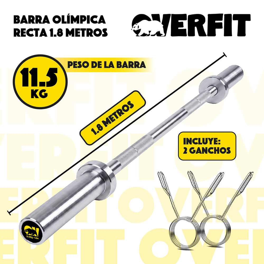 Barra Olimpica Overfit 11.5Kg 1.8m - Foto 2