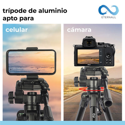 Trípode Celular Camara Portátil Aluminio Carga 10 kg 170 cm