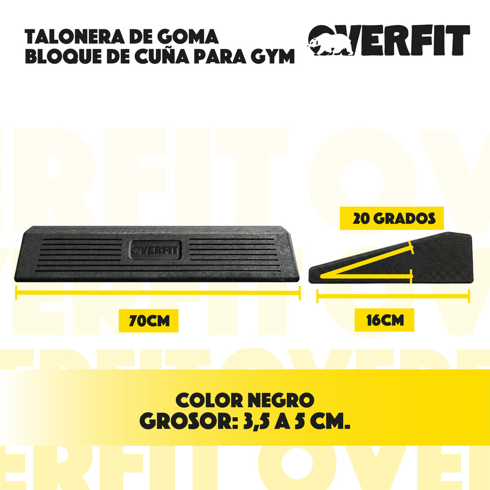 Cuña Talonera De Goma Para Sentadillas Plataforma Inclinada 20 Grados Overfit Gym Elevaciones Pantorrilla - Default Title