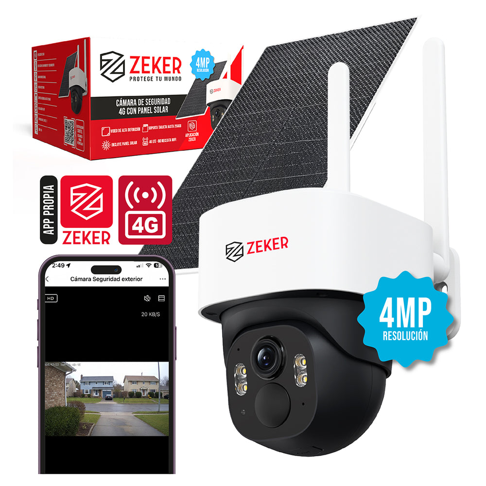 Cámara De Seguridad 4G Solar Exterior 4MP Zeker