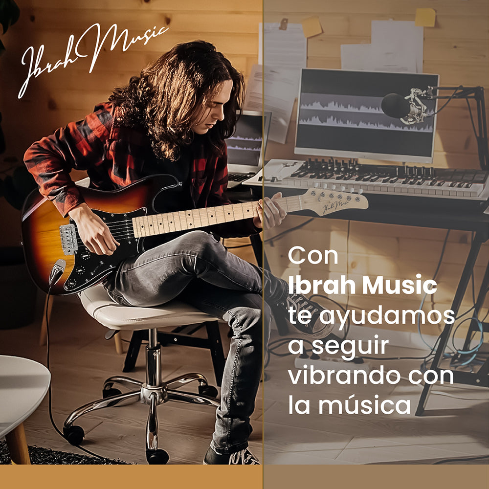 Guitarra Eléctrica Strato Ibrah + Amplif + Accesorios Negra