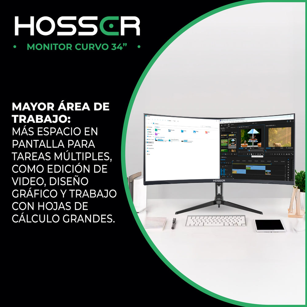 Monitor PC Gamer Curvo 34" UltraWide Hosser 165Hz Gaming 1ms
