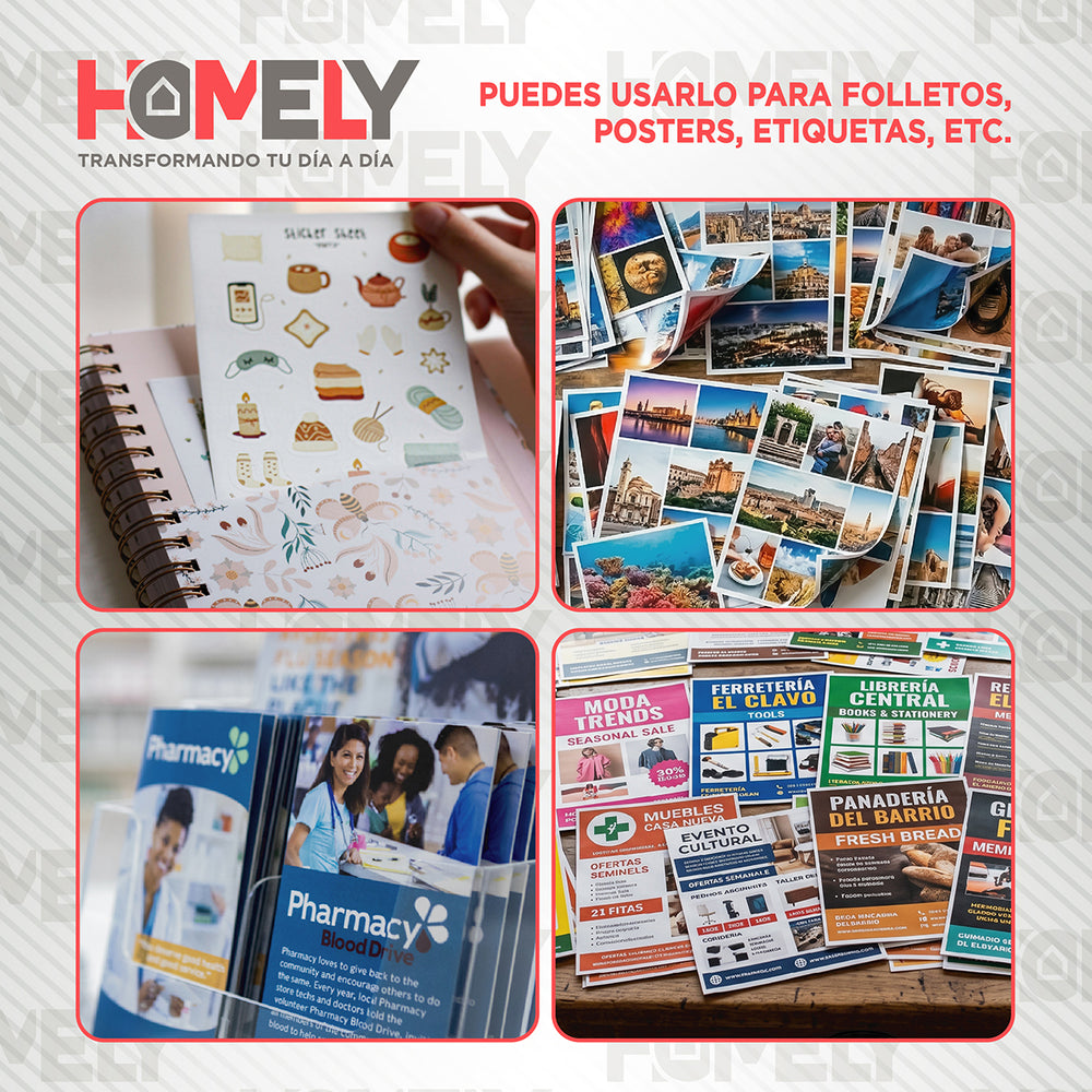 Papel fográfico brillante 100 hojas A4 180 g