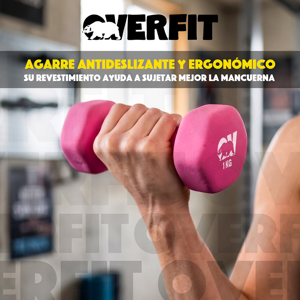 Kit mancuernas 1kg neopreno Overfit detalle