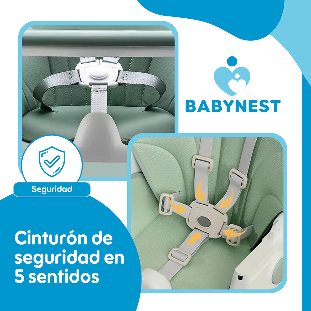Silla Comer Bebe Portatil BabyNest Plegable Ruedas 2 en 1