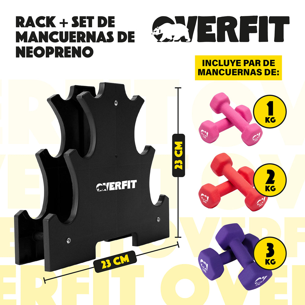 Rack Organizador de Mancuernas Neopreno Overfit Hasta 12Kg