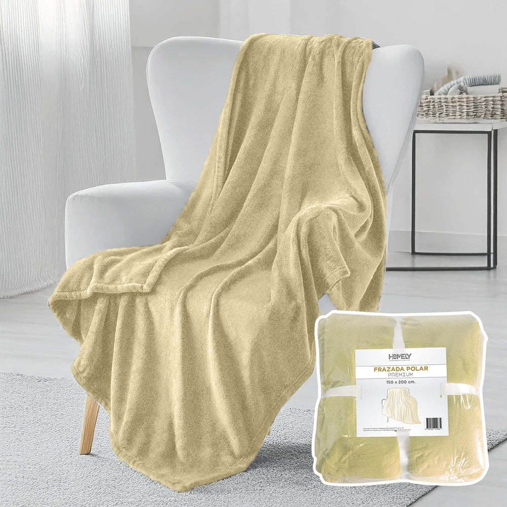Frazada Polar Termica 2 Plazas Homely Manta 150x200cm Beige