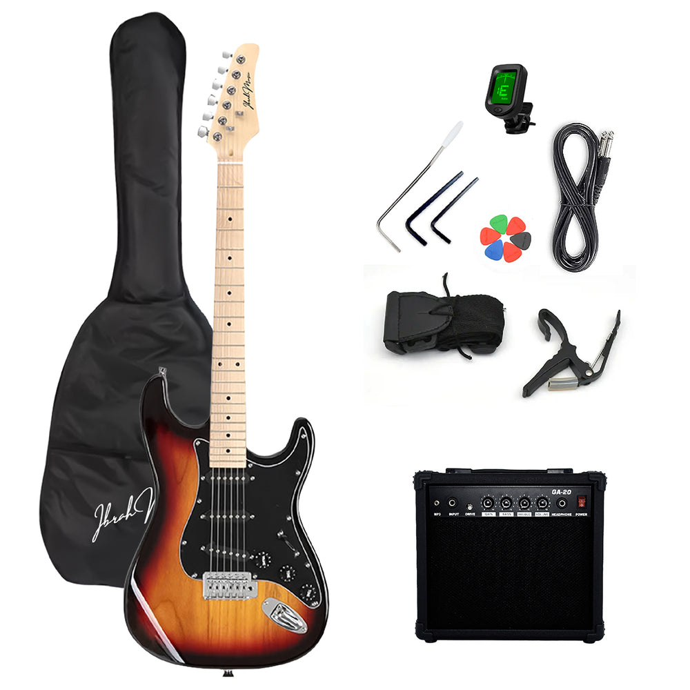 Guitarra Eléctrica Strato Ibrah + Amplif + Accesorios Cafe