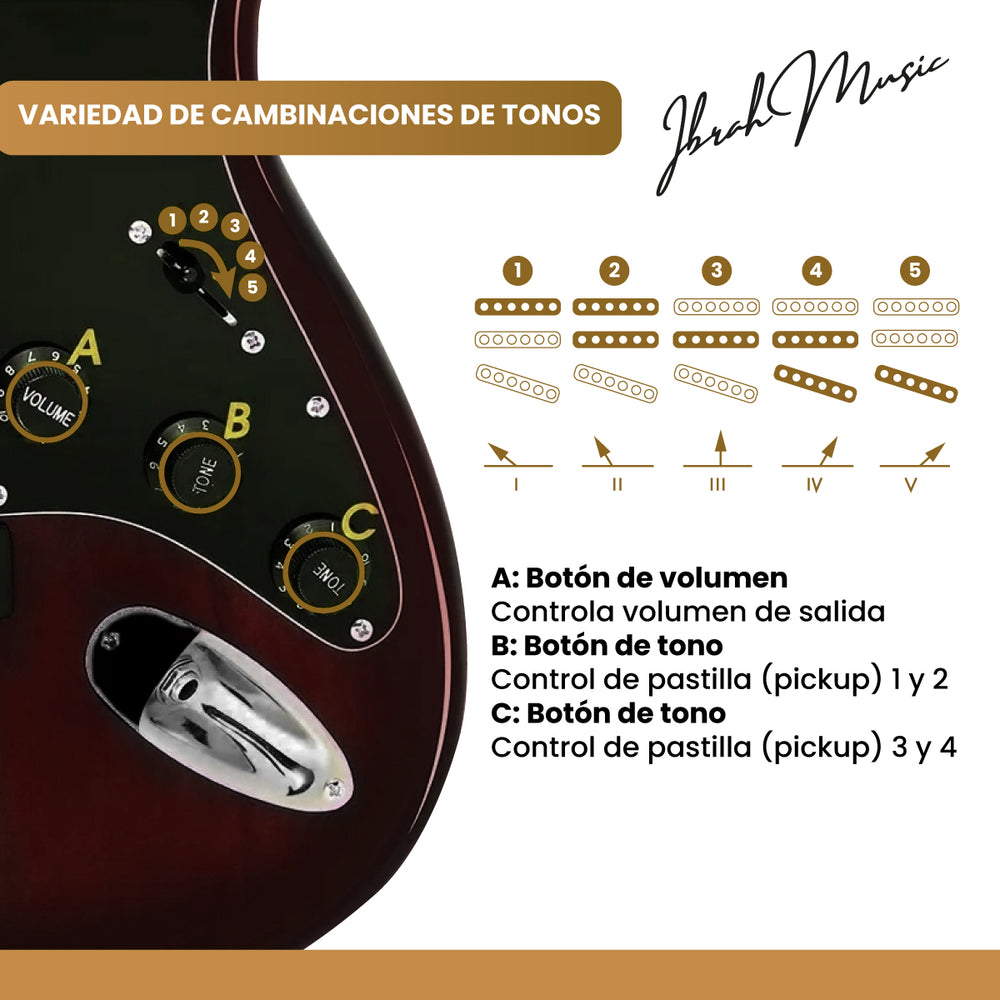 Guitarra Electrica Stratocaster Ibrah + Amplif + Accesorios